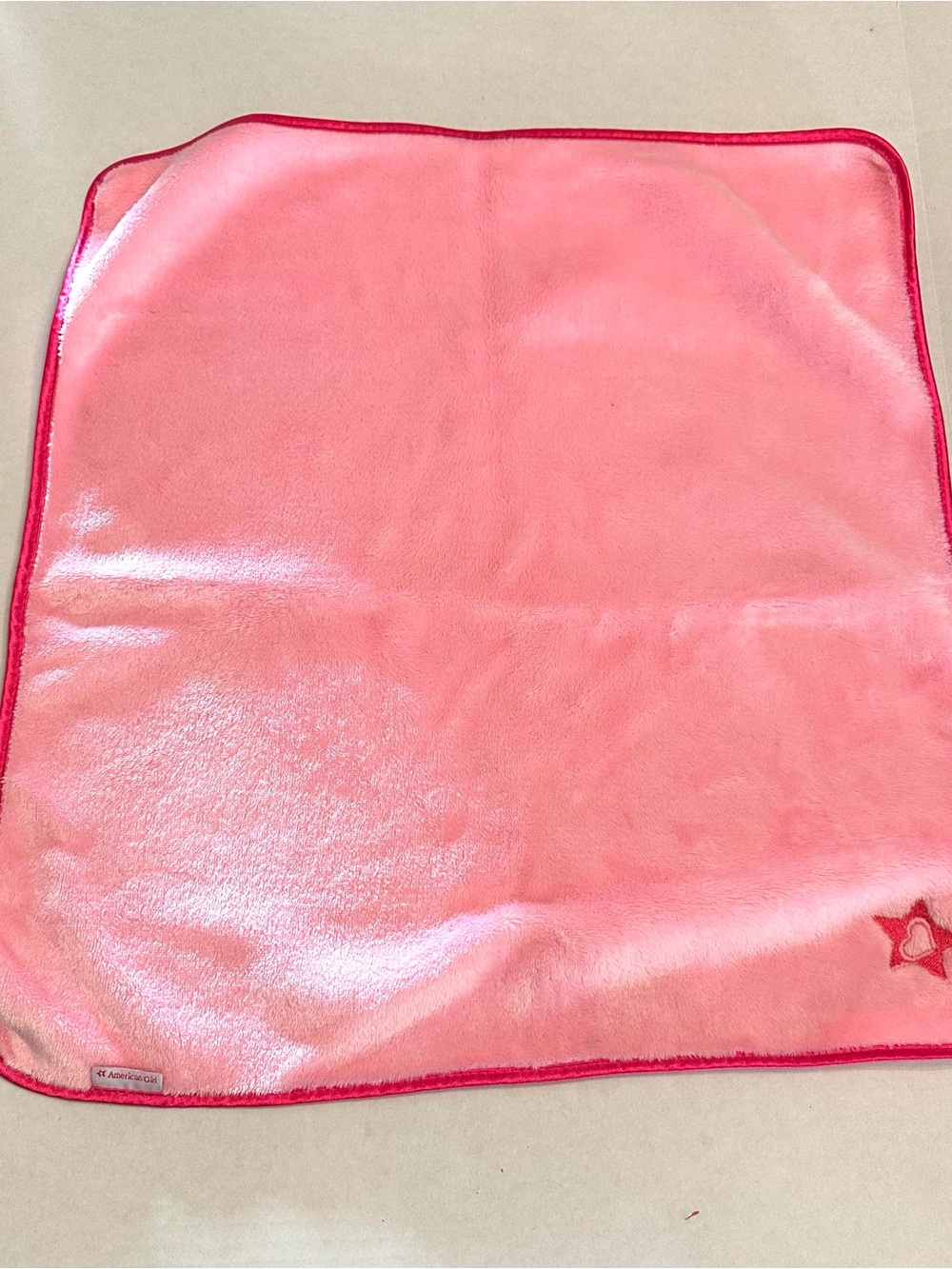 American Girl Bitty Baby Pink Plush Blanket with Star Detail